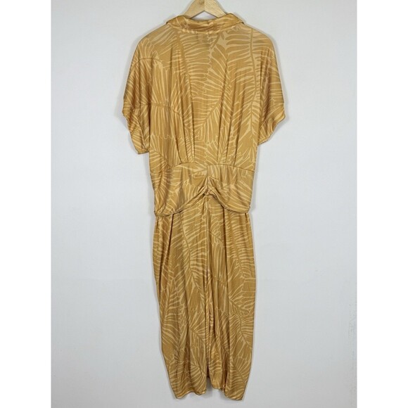 Nina Parker Golden Palm Tie Front Ruched Shirt Dress Women's Size 3X NEW NWT‎ - Picture 7 of 8